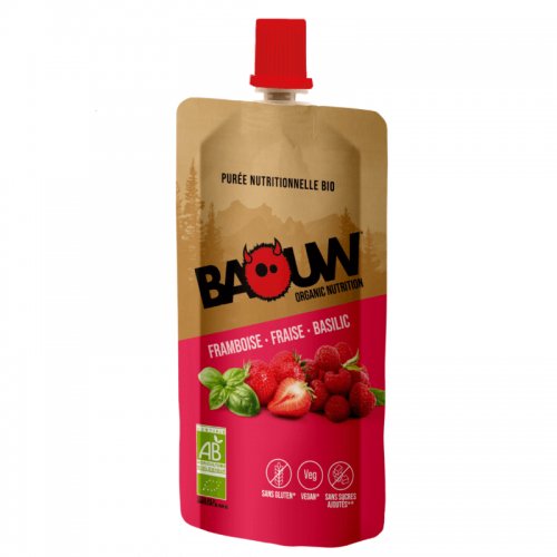 Compote Baouw Bio Framboise/Fraise/Basilic - montisport.fr