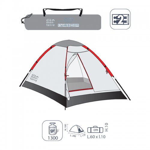 Tente Randonnée Elementerre Aster 2 - montisport.fr
