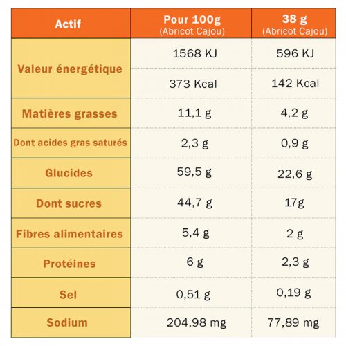 Barre Energétique TA Energy Abricot / Cajoux Bio - montisport.fr