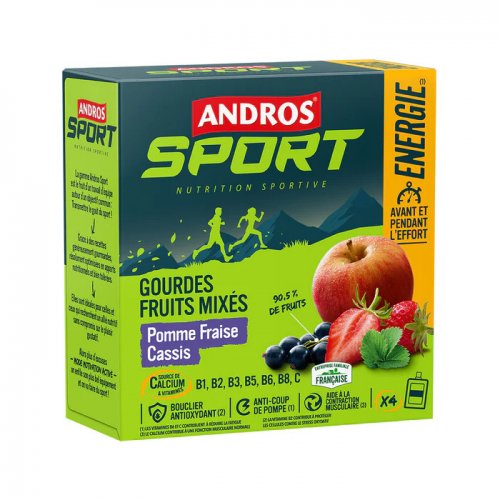Gourde de Fruits Mixés Vitaminés Pomme Fraise Cassis 90g - montisport.fr